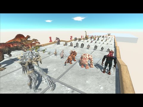 Infernals with Carnivore Dinosaurs vs Faction - Animal Revolt Battle Simulator
