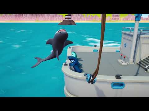 Gang Beasts Tubarão  corre!!!!!!