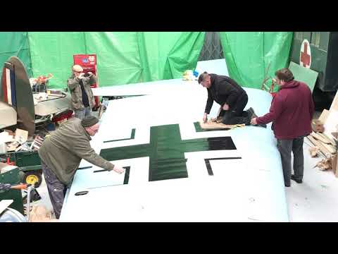 The Balken Cross now added to the wing of the Heinkel III at the Kent Battle of Britain Museum.