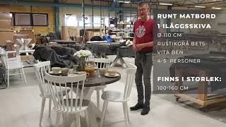 Rustikunik Design - Runt matbord 1 iläggsskiva