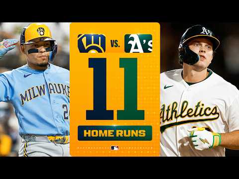 홈런 11개 전부! 2019년 이후 MLB 경기 최다 홈런 기록! | MLB 하이라이트 (밀워키 브루어스 vs A’s)