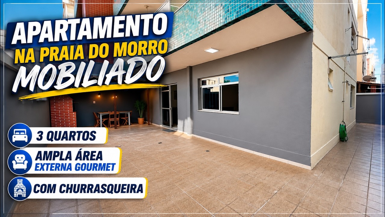 Mobiliado com 3 quartos, ampla área externa gourmet com churrasqueira na Av. Praiana