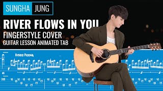 Sungha Jung - River Flows on You - Tab Tutorial Lesson on Guitar