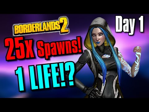 Can I Beat Borderlands 2 WITHOUT DYING IF 25x AS MANY ENEMIES SPAWN!? | Day 1