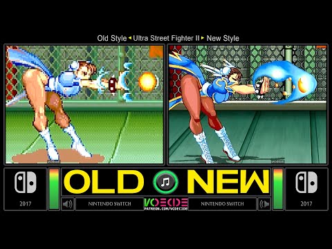 [Switch] Ultra Street Fighter II (Classic/ Old vs New Style) Side by Side Comparison - Dual Longplay