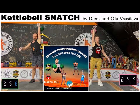 Kettlebell Snatch by Denis (24kg/ 258rp) and Ola Vasileva (8kg/ 249rp) at Peru Championship 2022