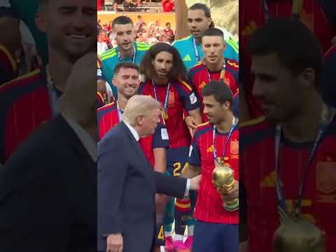Trump lingers on stage after awarding Spain World Cup trophy