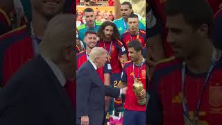 Trump lingers on stage after awarding Spain World Cup trophy 