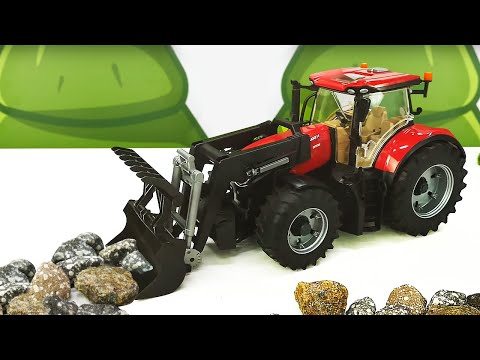 Bruder-lelut & isot lelurekat rakentavat tien. Lelutraktori, lelunosturi & Bruder-tiejyrä.