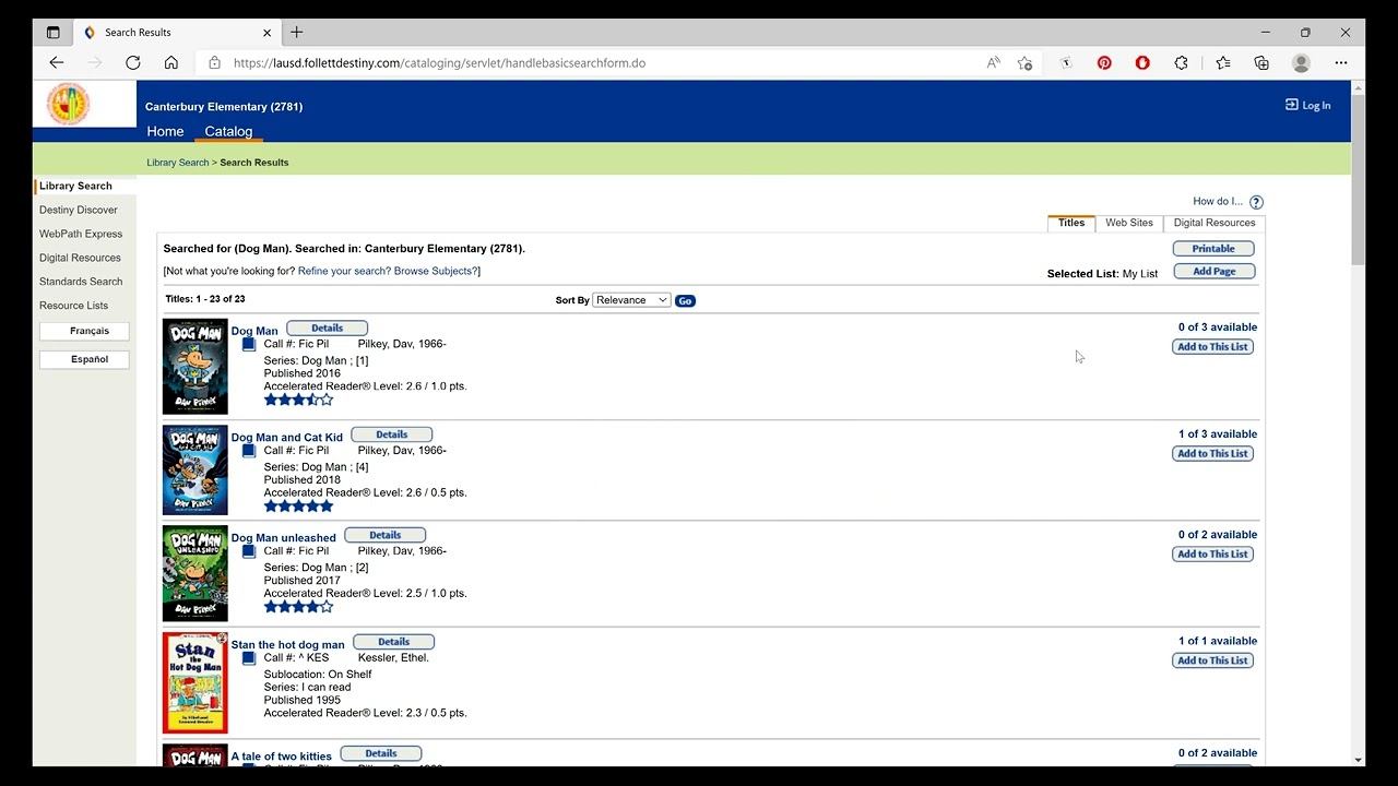 Navigating Our School Library Database