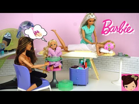 Barbie and Chelsea Spa Day Routine - Barbie Doll Beauty Salon Toy