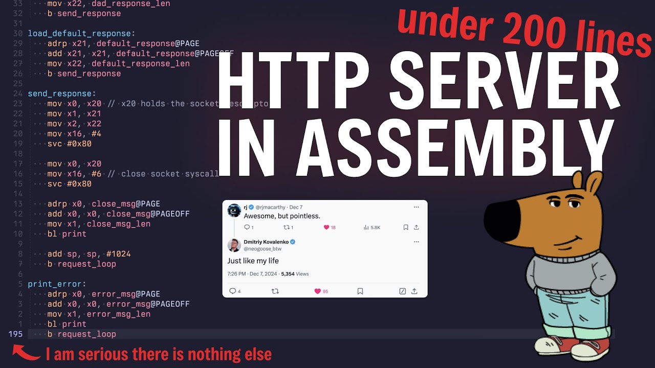 I built a real HTTP sever in ARM assembly in under 200 lines