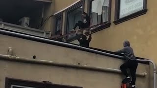 Girls Forced to Jump From Balcony to Escape Fire
