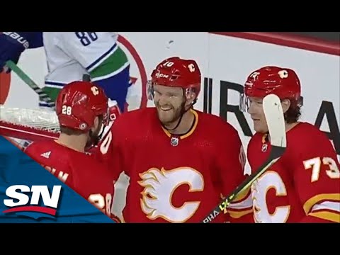 Jonathan Huberdeau Buries Loose Puck To Score First Goal With Flames