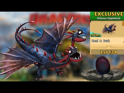 Heel & Brak [Gauntlet Reward] Max Lvl 134 - New Exclusive Hideous Zippleback - Dragons:Rise of Berk