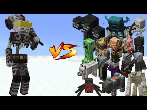 Insane Fight: Skeleton King vs All Mob Fight in Minecraft x100