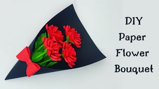 DIY Paper ROSE Flower BOUQUET/ Valentine’s Day gift ideas 2021/ Valentine’s Day craft/Flower Bouquet
