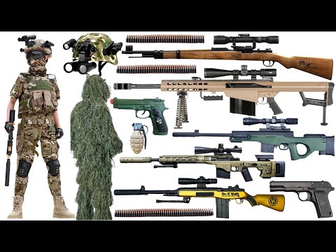 Special police weapon sniper gun toy set unboxing, 98K AWM、MSR、M200、AMR、M14、 Barrett sniper rifle