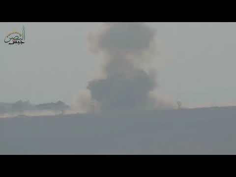 استهداف عربة لقوات النظام بصاروخ تاو من قبل جيش النصر في حي النصر في ربدة في محافظة حماة