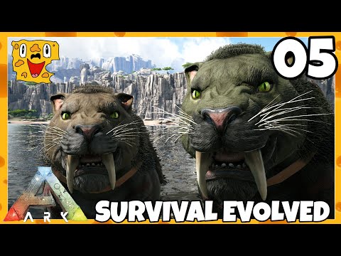 TWO HIGH LEVEL SABERTOOTH TAMES!!!! CHEESIE STEGO!! ARK Survival Evolved: Unity S1E05
