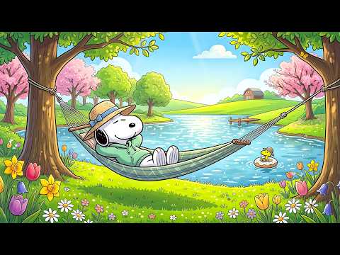 Snoopy’s Peaceful Lakeside Nap 🌸🍃 Soothing Jazz Music for Sleep, Study & Focus ☀️ Cozy Spring Vibes