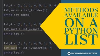 Methods available on Python Lists || Python List || Python Data Structures - Part 6