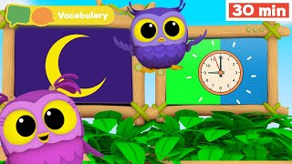 Hoot, Scoot & What | Learn Vocabulary for Kids | First Words & Animals for Babies | First University