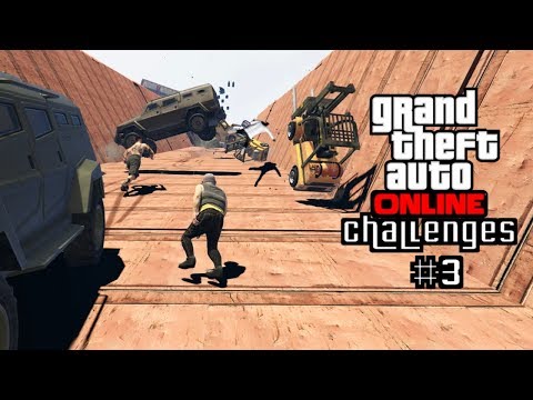 GTA ONLINE CHALLENGES #3 | FAHRZEUG & SCHROTT LAWINE !!! | NIRGENDS IST MAN SICHER!!!