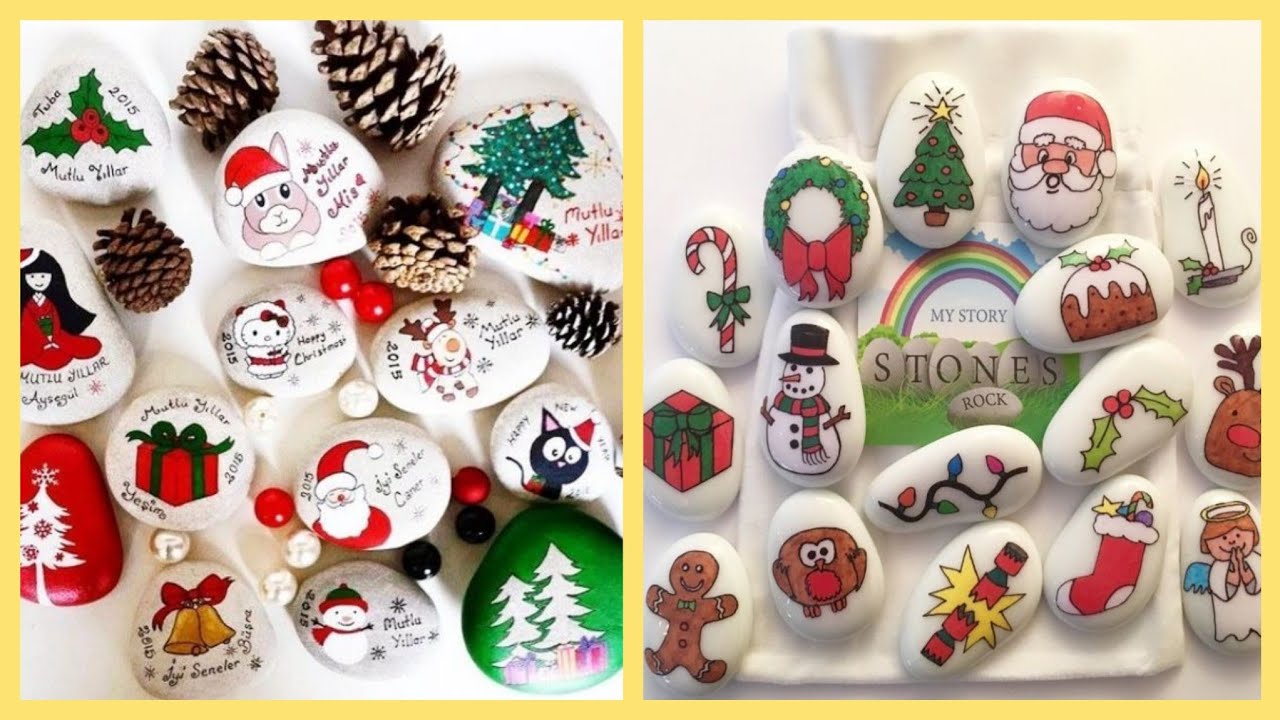 new amazing Christmas Pebble stone painting ideas