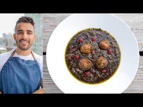 Delicious "Ghormeh Sabzi" (Herb Stew) with Meatballs by Chef Masoud of Piaz Miaz