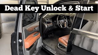 2015 - 2020 Cadillac Escalade - How to Unlock, Open & Start With Dead Remote Key Fob Battery