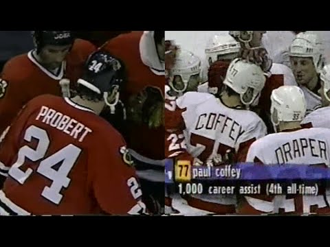 95/96 RS: Chi @ Det Highlights - 12/13/95 (Probert Returns/Coffey 1,000th Assist)