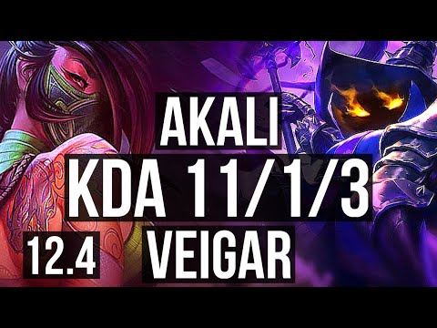 AKALI vs VEIGAR (MID) | 11/1/3, 2.1M mastery, Legendary, 400+ games | NA Grandmaster | 12.4