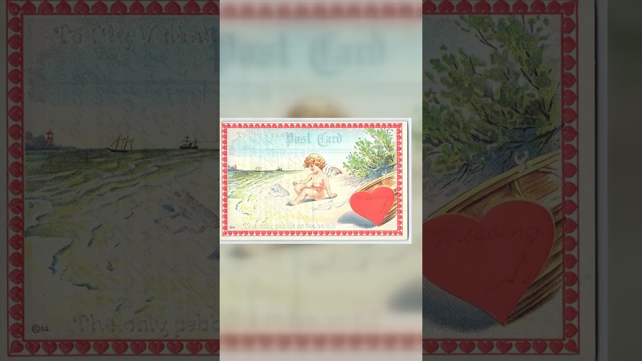 D. Goldt Valentine Postcard, Cupid on Beach, Early 1900s Video