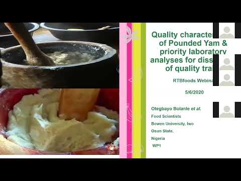 , title : 'Quality characteristics of Pounded Yam & priority laboratory analyses for dissection quality traits'