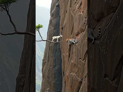 Cliffside Showdown! 🐆🐐 | Insane Survival #wildlife