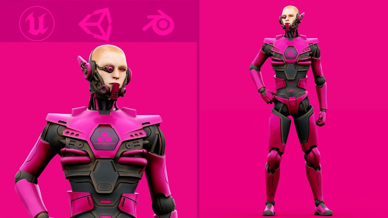 CYBORGTOPIA B-36 Auto-Rig Pro Rigged For Mixamo Unreal Engine Unity 3D Model