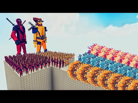 100x DEADPOOL + 100x WOLVERINE +2x GIANT vs EVERY GOD - Totally Accurate Battle Simulator TABS