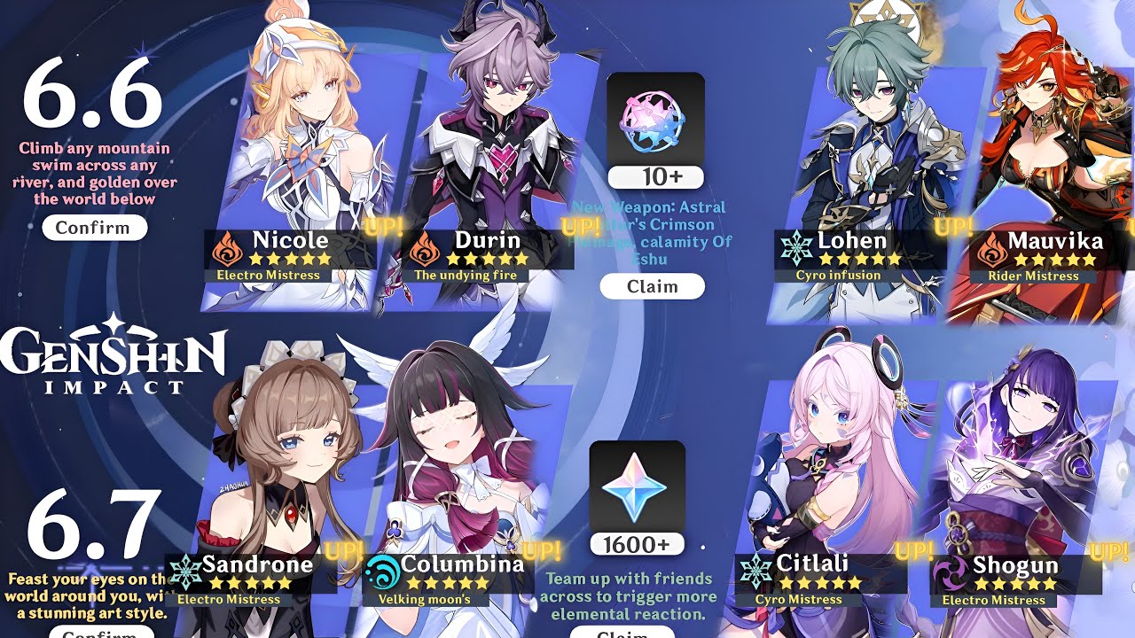 BIG UPDATE! NEW 6.6 TO 6.7 UPDATED BANNER ROADMAP! Nicole, Mavuika, Columbina | Genshin Impact