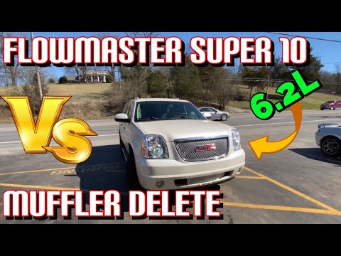 GMC Yukon DENALI 6.2L V8: FLOWMASTER SUPER 10 Vs MUFFLER DELETE!