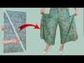 Very Easy how to Cutting and Trousers Stitching | Palazzo Skirt Pants Tutorial with Cut-out Detail