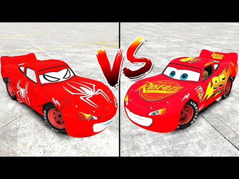 GTA 4 SPIDERMAN McQueen vs Lightning McQueen Crash Testing #1