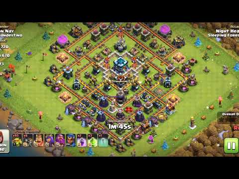 Easy Loot Townhall 13 Snipe with Super Goblin Invisibility Spell Jump Spell