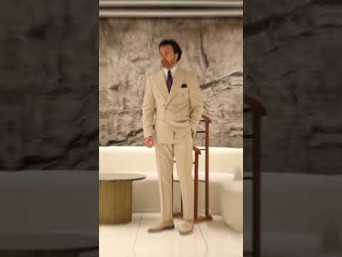 Beige Double Breasted Suit