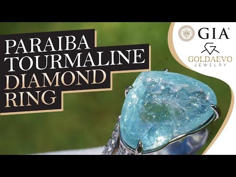 How Heart Paraiba Tourmaline Ring Gold 14K Diamond Natural GIA Certified 10 64CTW looks like