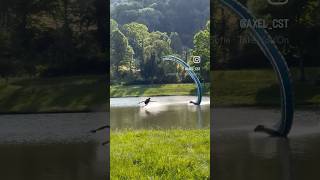 Sliding over water 💦🤟 #paragliding #flying #landing #water #skills