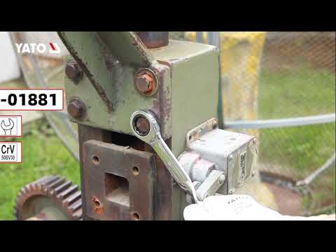 Ключ ріжково-накидний, кручений 90° з тріщаткою YATO : М= 19 x 239 мм, HRC 40-45, Cr-V(DW)