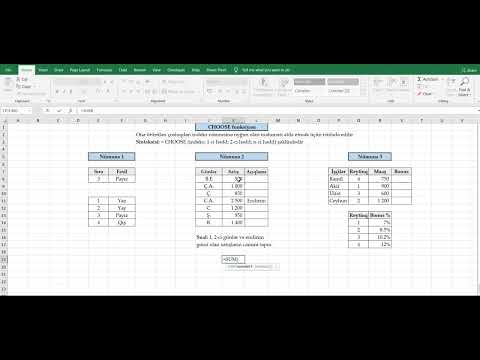 CHOOSE function in Excel - CHOOSE funksiyası