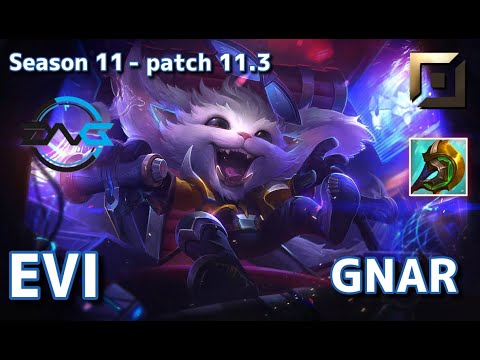 【韓国サーバー/C1】DFM Evi ナー(Gnar) VS パンテオン(Pantheon) TOP - Patch11.3 KR Ranked【LoL】