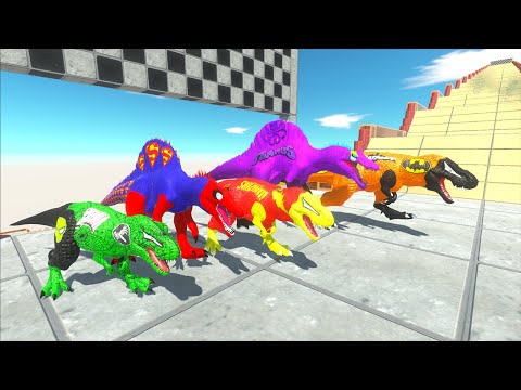Hunting found Jurassic world evolution Death Fall Team 5 T-rex vs Spinosaurus Superhero Dinosaurs